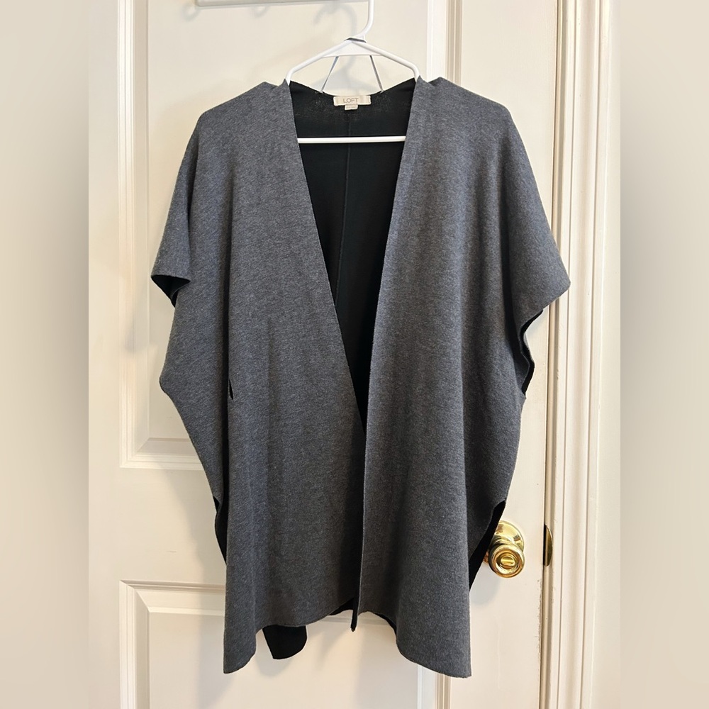 LOFT Charcoal Belted Cardigan